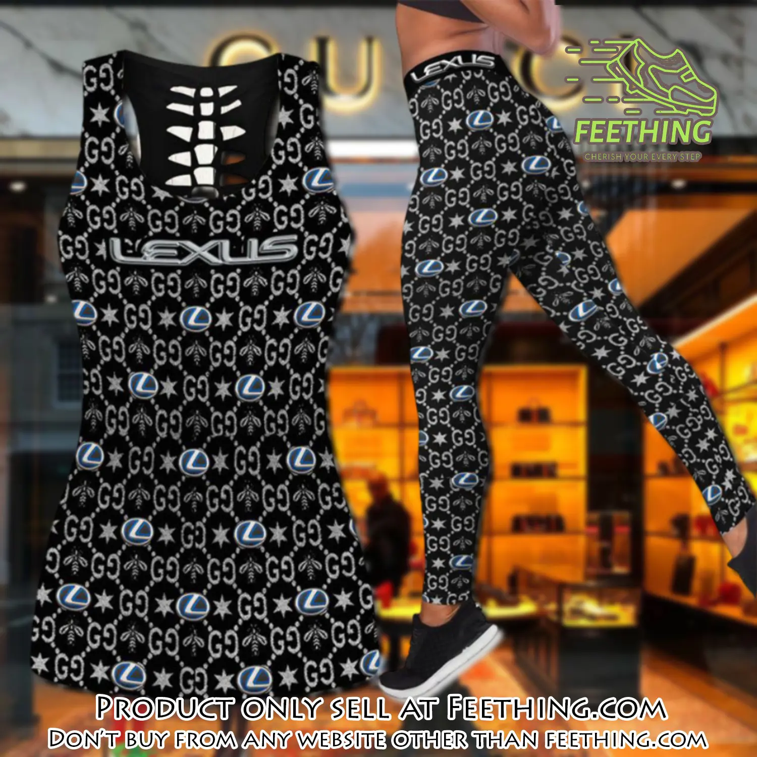 Gucci lexus tank top leggings set luxury brand for women yoga gym ydk ft4809858